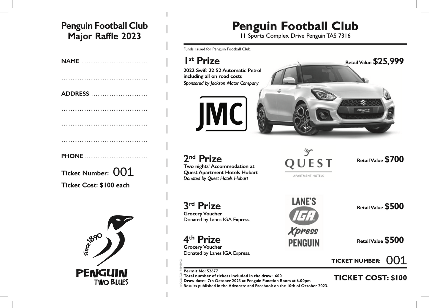 PFC MAJOR RAFFLE TICKET 2023